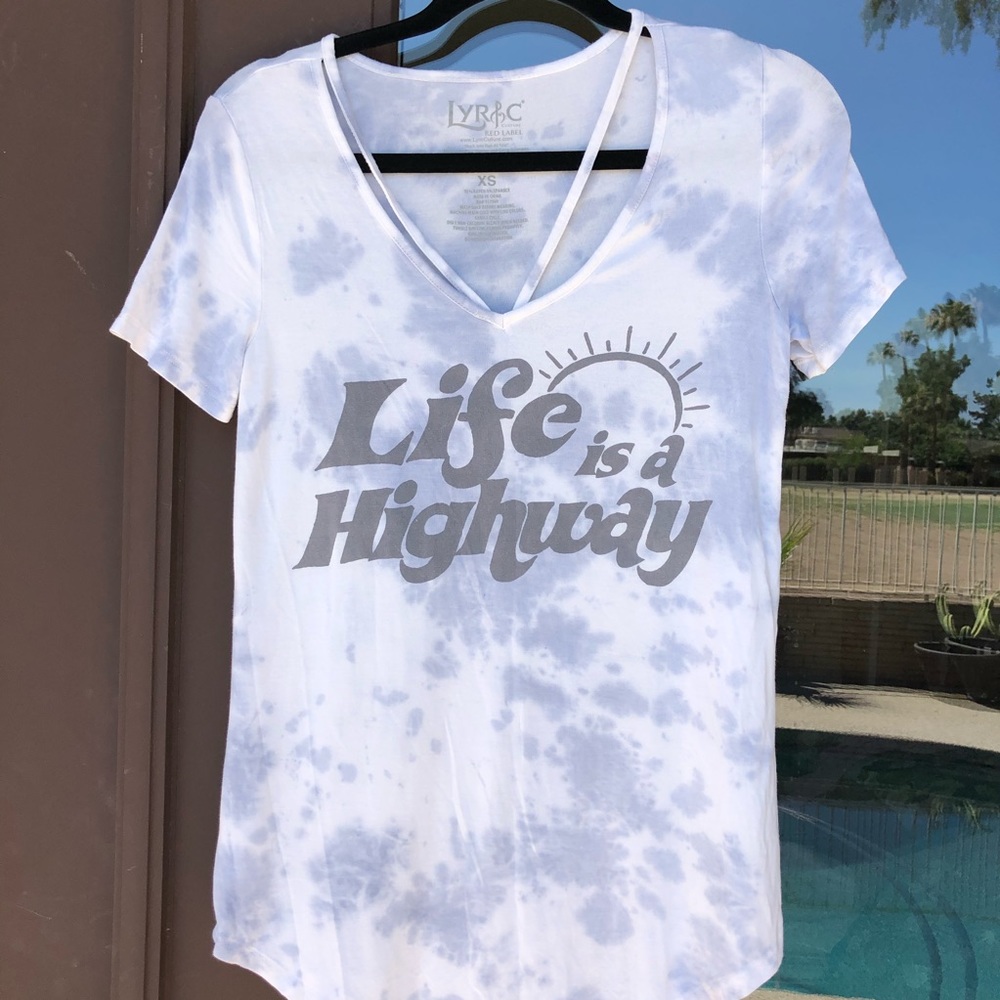 Life is a Highway Lyric Tee Blue Tie-Dye XS